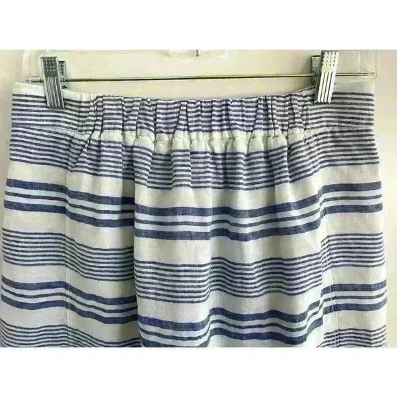 J Crew Wmns Sz 0 Boardwalk Linen Skirt Blue White Stripe A-line Casual Summer - Picture 8 of 15